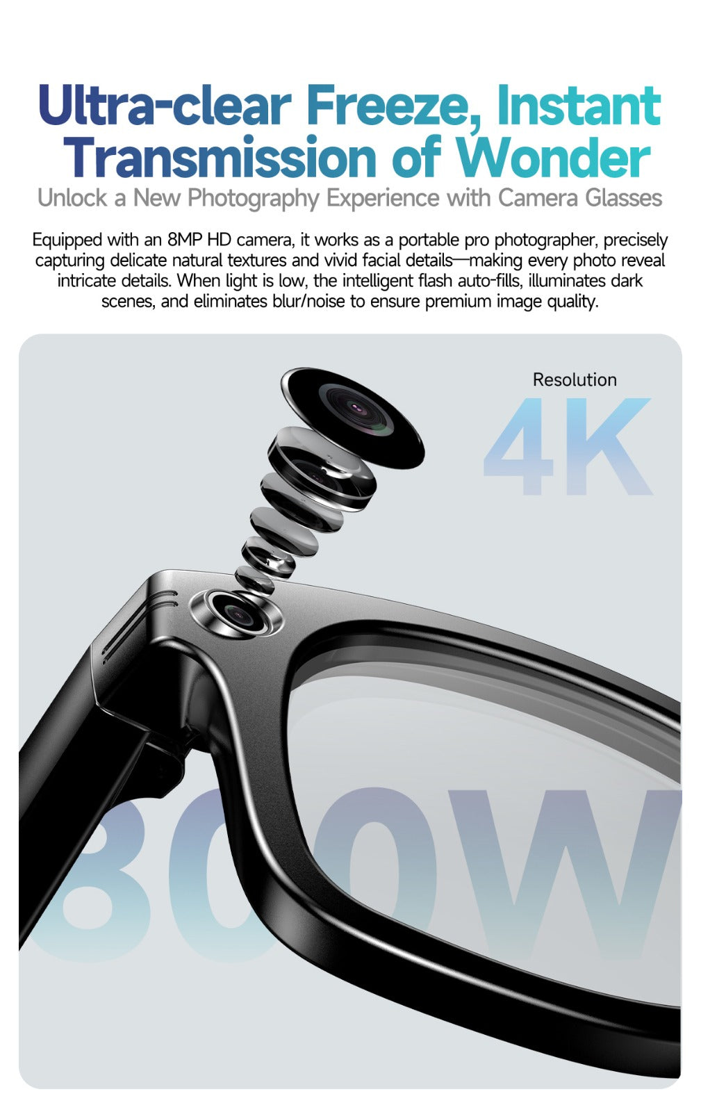 SPARKLY Smart Glasses with Camera & Noise-Free Calls | Bluetooth, Music & RX Ready